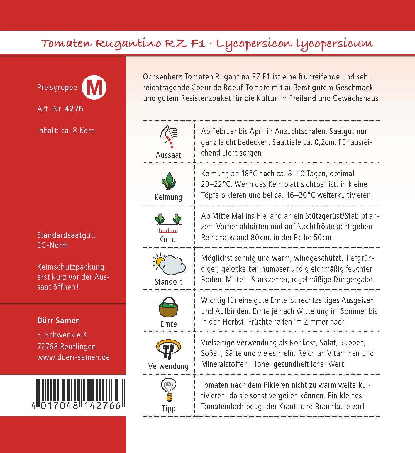 Ochsenherztomate Rugantino RZ F1 | Ochsenherztomatensamen Von Dürr Samen 3 Ochsenherztomate Rugantino RZ F1 | Ochsenherztomatensamen Von Dürr Samen