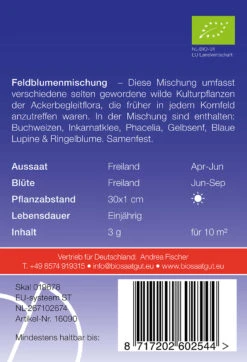 Feldblumenmischung | BIO Blumensamenmischung Von De Bolster [MHD 12/2023] -Mohnsams Geschaft 535136 BIO Feldblumenmischung 16090 db 1